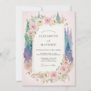 Amethyst-Mauve-Wald-Eukalyptus-Hochzeit Einladung
