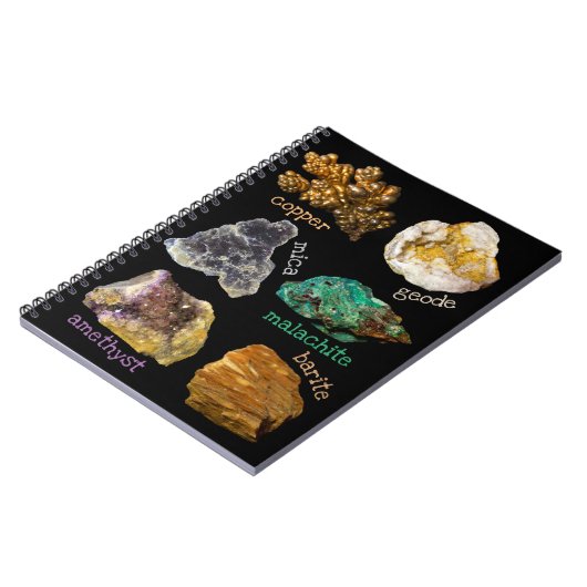 Amethyst Mica Kupfer Barite Malachite Geode Rocks Notizblock (Linke Seite)