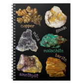 Amethyst Mica Kupfer Barite Malachite Geode Rocks Notizblock (Vorderseite)