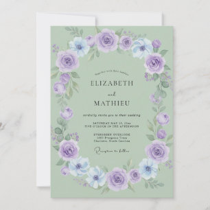 Amethyst-Mint-Krankz-Wedding Einladung