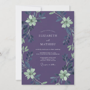 Amethyst-Mint-Laubwerk Staubiger Eukalyptus-Hochze Einladung
