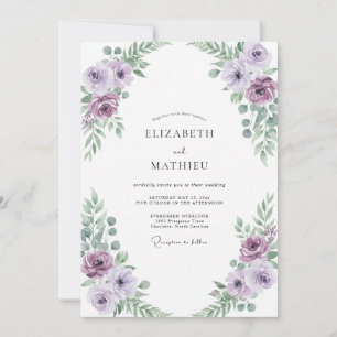 Amethyst-Mint-Ranunkel-Eukalyptus-Hochzeit Einladung