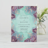 Amethyst-Mint-Wildflower-Hochzeit Einladung (Stehend Vorderseite)
