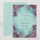 Amethyst-Mint-Wildflower-Hochzeit Einladung (Vorne/Hinten)