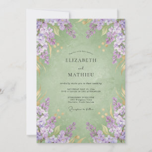 Amethyst-Mint-Wisteria-Hochzeit Einladung