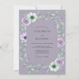 Amethyst-Minz-Blüten-Hochzeit Einladung