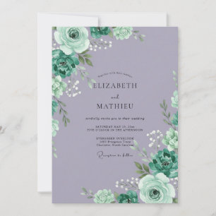 Amethyst-Minz-Sukkulenten-Eukalyptus-Hochzeit Einladung