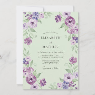 Amethyst Minze Bouquet Eukalyptus Hochzeit Einladung