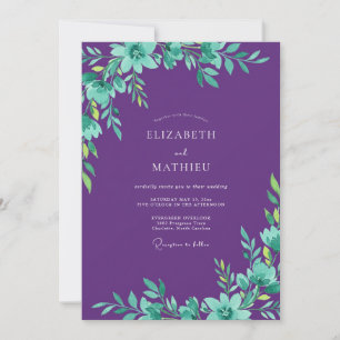 Amethyst-Minzlaub-Sage-Hochzeit Einladung