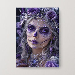 Amethyst-Mond-Calavera – Lila Tag der Toten Button