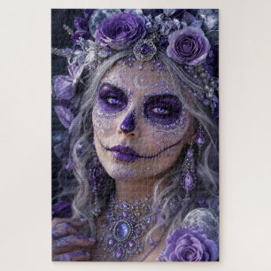 Amethyst-Mond-Calavera – Lila Tag der Toten Puzzle