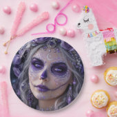 Amethyst Moon Calavera – Purple Day of the Dead Pappteller (Party)