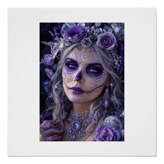 Amethyst Moon Calavera – Purple Day of the Dead Poster (Vorderseite)