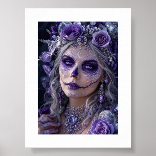 Amethyst Moon Calavera – Purple Day of the Dead Poster (Vorne)