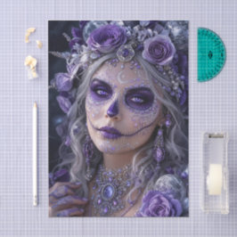 Amethyst Moon Calavera – Purple Day of the Dead Seidenpapier