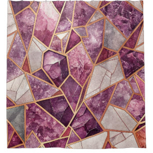 Amethyst-Mosaik – Gebrochenes Glas - Lila Duschvorhang
