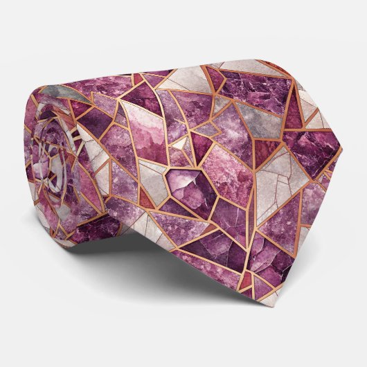 Amethyst-Mosaik – Gebrochenes Glas - Lila Krawatte (Gerollt)
