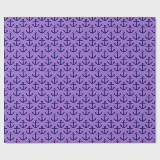 Amethyst, Navy Blue Anchors Muster Geschenkpapier (Flach)
