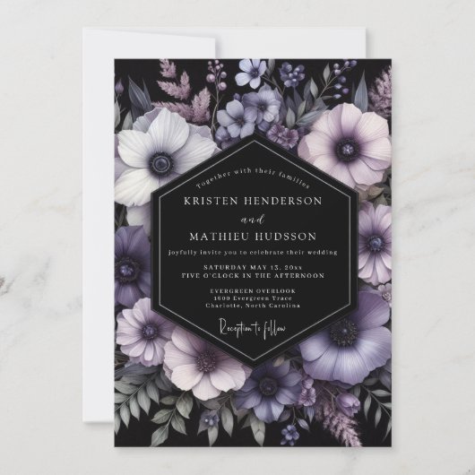 Amethyst Nocturne Bloom Hochzeit Einladung (Vorderseite)