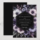 Amethyst Nocturne Bloom Hochzeit Einladung (Vorne/Hinten)