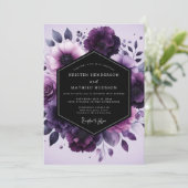 Amethyst Nocturne Flora Hochzeit Einladung (Stehend Vorderseite)