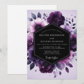 Amethyst Nocturne Flora Hochzeit Einladung (Vorne/Hinten)