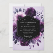 Amethyst Nocturne Flora Wedding Einladung (Vorderseite)
