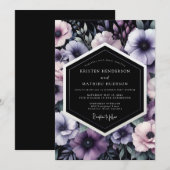 Amethyst Noir Bloom Hochzeit Einladung (Vorne/Hinten)