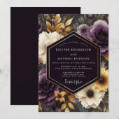Amethyst-Ocker-Barock-Hochzeit Einladung (Vorne/Hinten)