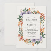 Amethyst-Ocker-Kranz-Hochzeit Einladung (Vorne/Hinten)