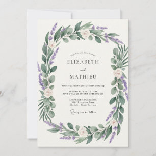 Amethyst Olivenkranz Hochzeit Einladung