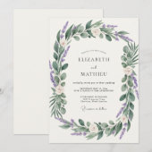 Amethyst Olivenkranz Hochzeit Einladung (Vorne/Hinten)