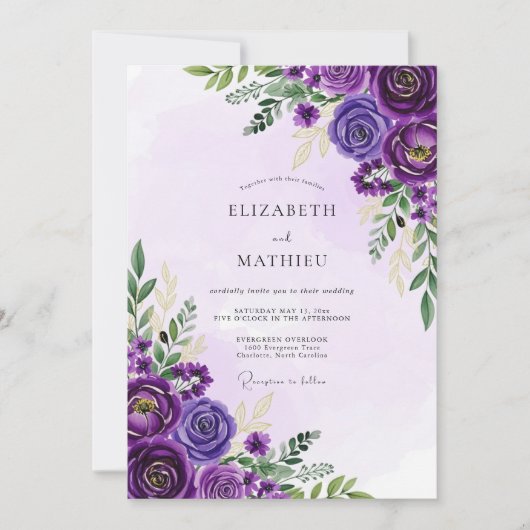 Amethyst Opulent Spring Wedding Einladung (Vorderseite)