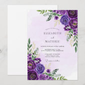 Amethyst Opulente Frühlingshochzeit Einladung (Vorne/Hinten)