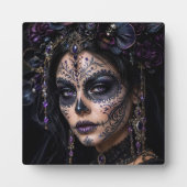 Amethyst Orchid Calavera – Gothic Sugar Skull Fotoplatte (Vorderseite)