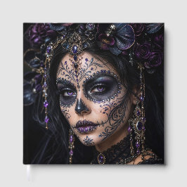 Amethyst-Orchidee Calavera – Gothic Zucker-Schädel Gästebuch