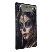 Amethyst-Orchidee Calavera – Gothic Zucker-Schädel Mini Klemmbrett (Schrägansicht)