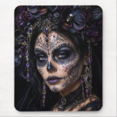 Amethyst-Orchidee Calavera – Gothic Zucker-Schädel Mousepad (Vorne)