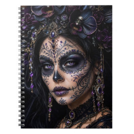 Amethyst-Orchidee Calavera – Gothic Zucker-Schädel Notizblock