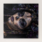 Amethyst Orchidee Calavera – Gothic Zucker-Schädel Puzzle (Horizontal)