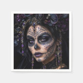 Amethyst-Orchidee Calavera – Gothic Zucker-Schädel Serviette (Vorderseite)