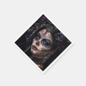 Amethyst-Orchidee Calavera – Gothic Zucker-Schädel Serviette (Ecke)