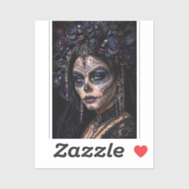 Amethyst-Orchidee Calavera – Gotischer Zuckerschäd Aufkleber
