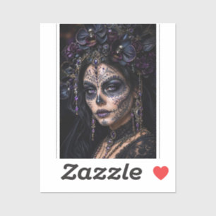 Amethyst-Orchidee Calavera – Gotischer Zuckerschäd Aufkleber