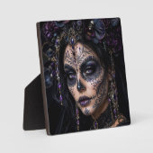 Amethyst-Orchidee Calavera – Gotischer Zuckerschäd Fotoplatte (Vorderseite)