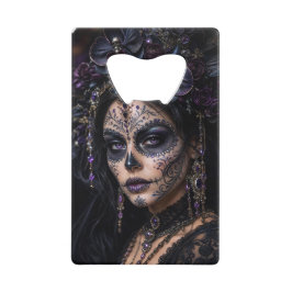 Amethyst-Orchidee Calavera – Gotischer Zuckerschäd Geldbeutel Flaschenöffner