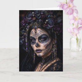 Amethyst-Orchidee Calavera – Gotischer Zuckerschäd Karte