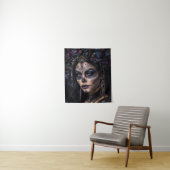 Amethyst-Orchidee Calavera – Gotischer Zuckerschäd Wandteppich (Beispiel)