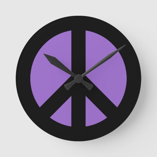 Amethyst Peace Sign Wall Clock Runde Wanduhr (Vorderseite)