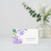 Amethyst Peony | Aquarellblume Visitenkarte (Stehend Vorderseite)